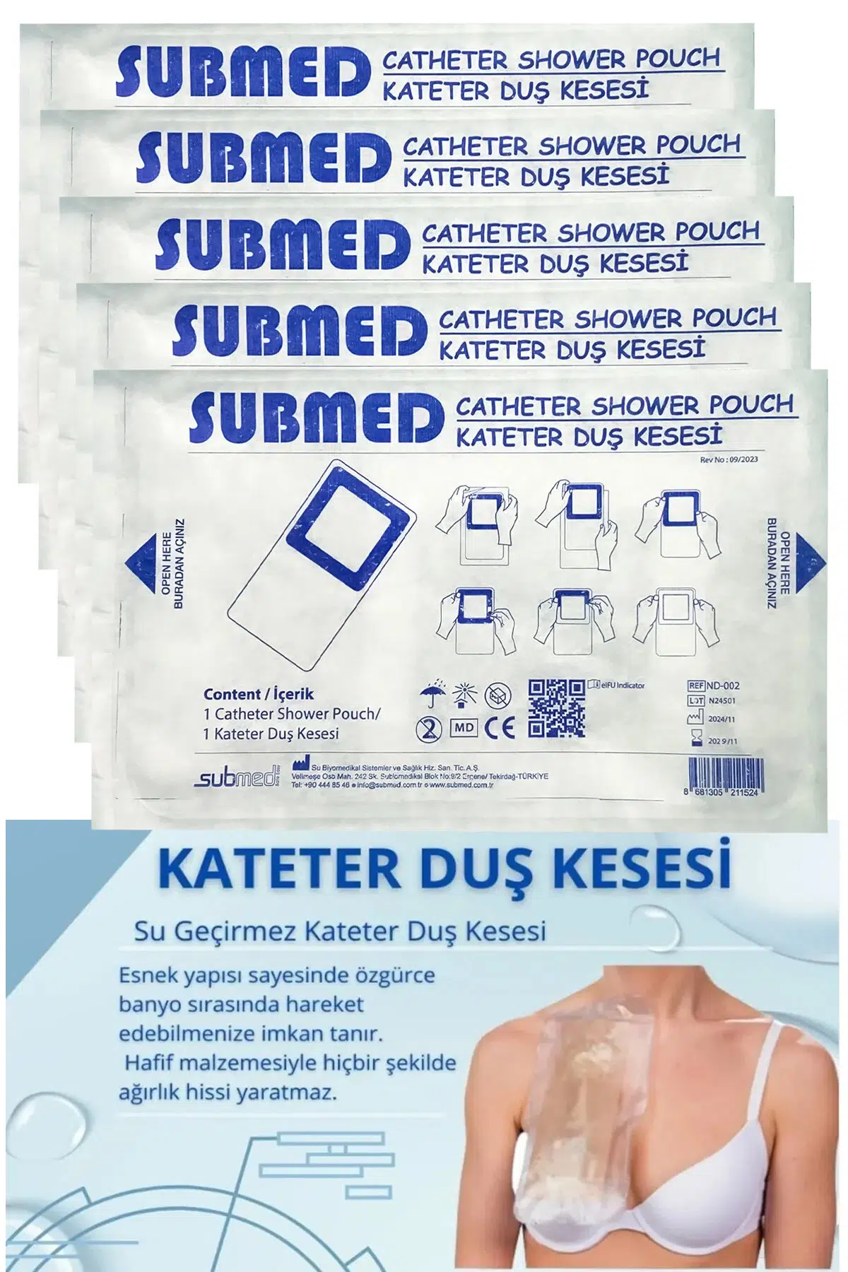 Kateter Duş Kesesi, Tek Kullanımlık, 5 Adet