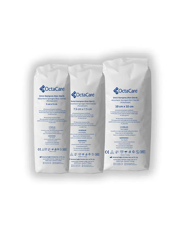 OCTACARE Emici Kompres Non Steril Spanç 3 Ayrı Ölçü 4 Kat 3 x 200 Adet