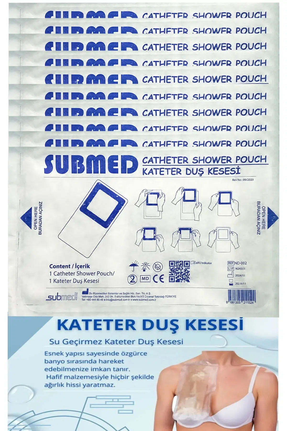 Kateter Duş Kesesi, Tek Kullanımlık, 10 Adet